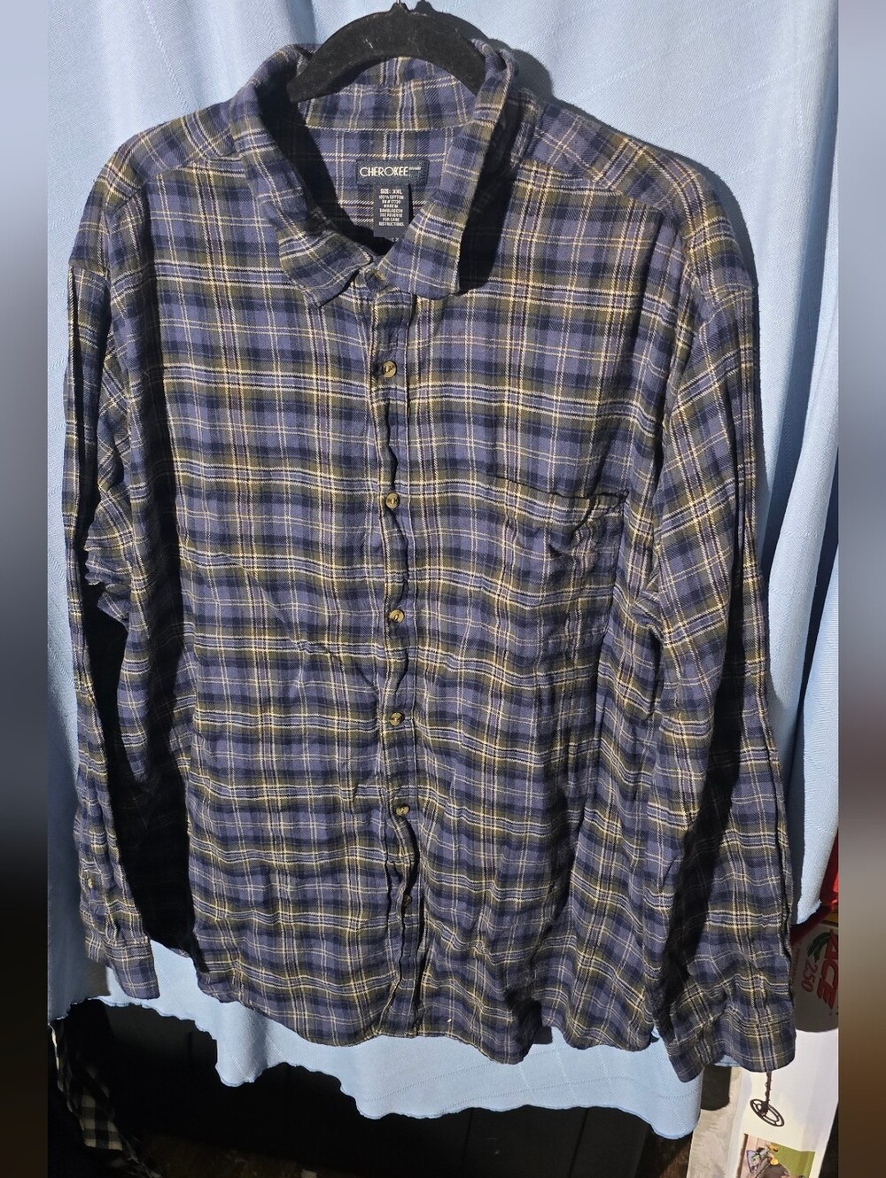 Cherokee Blue Plaid Button-Up Shirt
